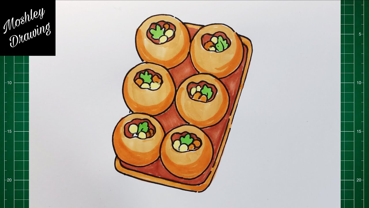 How to Draw Pani Puri | Indian Food Drawing