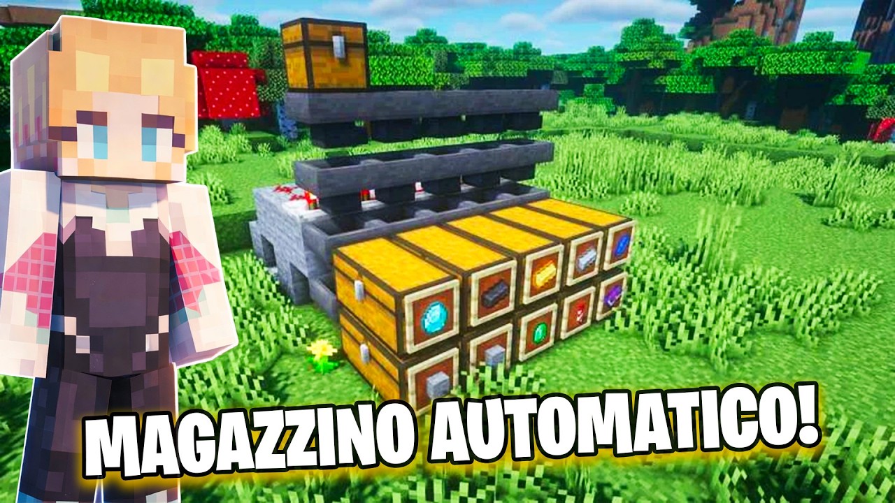 TUTORIAL MAGAZZINO AUTOMATICO SEMPLICE CON LA REDSTONE PER MINECRAFT JAVA E BEDROCK 1.21 E 26.1