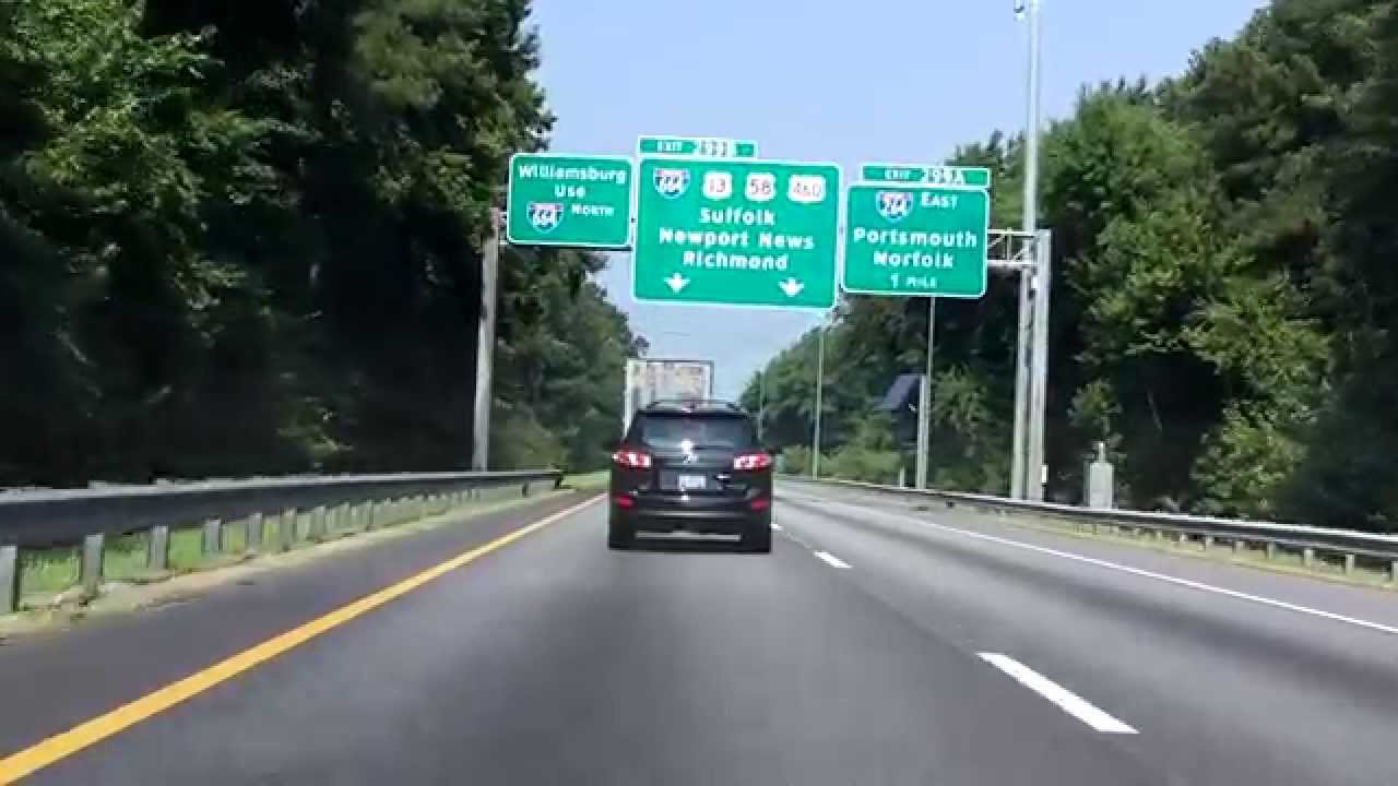 Hampton Roads Beltway (Interstate 64 Exits 291 to 299) inner loop