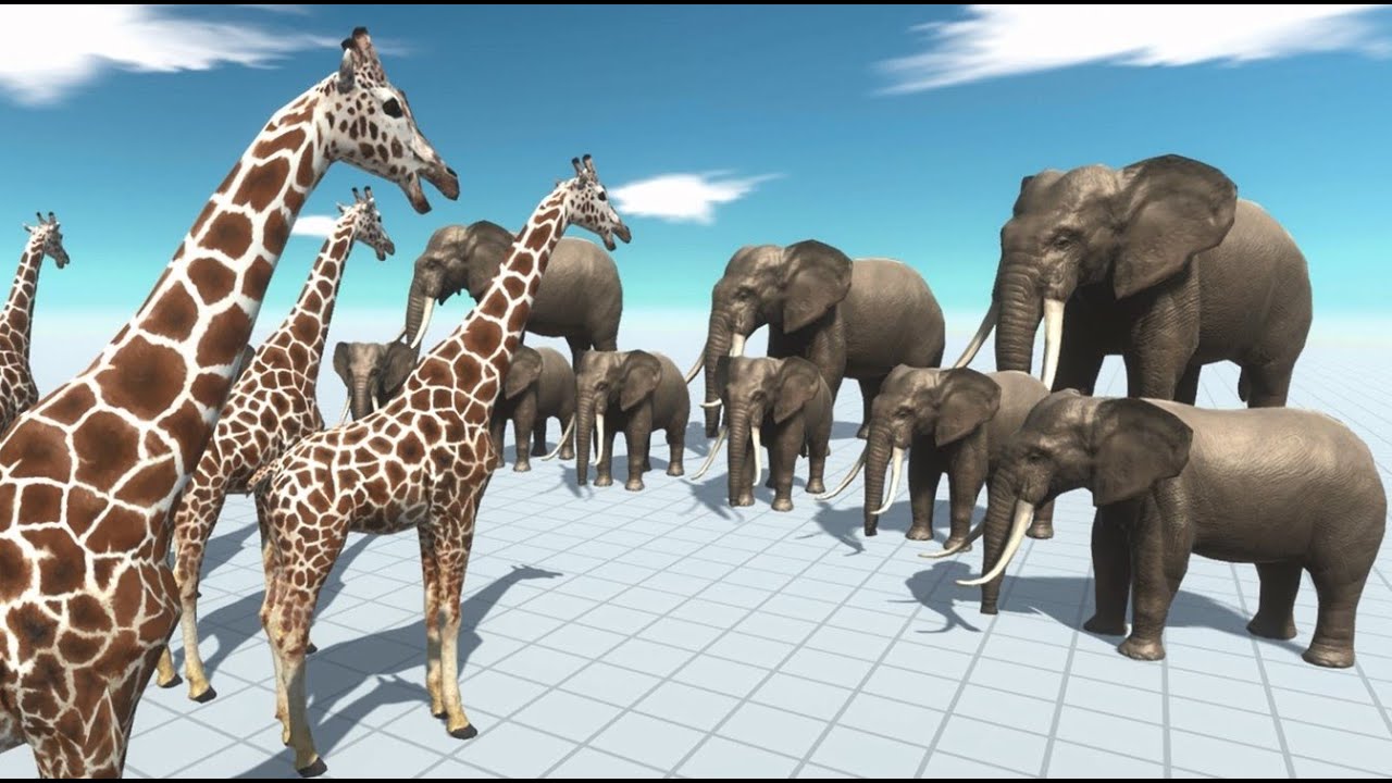 Elephant vs Giraffe Who Can Run Away from King Gorilla Animal Revolt Battle Simulator
