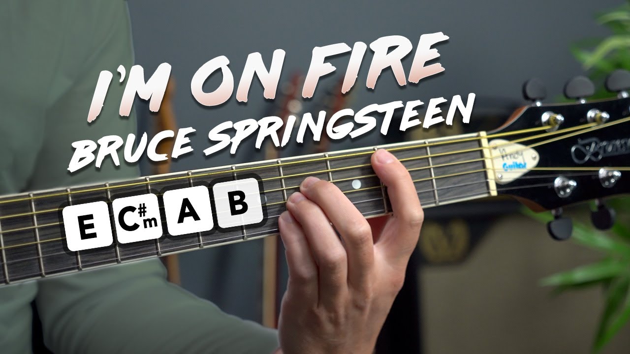 Play I'm On Fire by Bruce Springsteen w/ 4 chords - guitar lesson/ tutorial