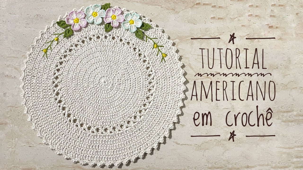 Lugar americano de crochê com flores/ passo a passo sousplat de crochê fácil
