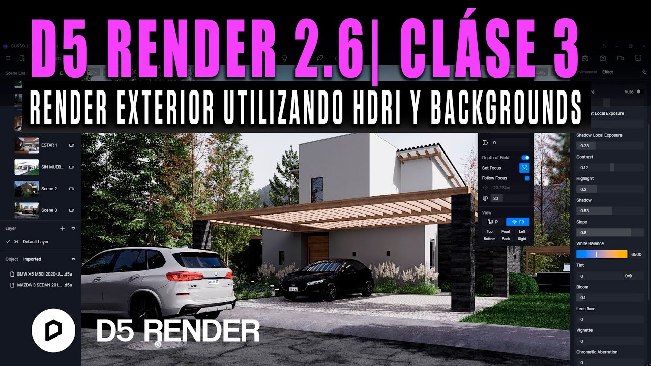 D5 RENDER 2.6 🔥 CLASE 3 🔴RENDER CON HDRI Y CON BACKGROUND