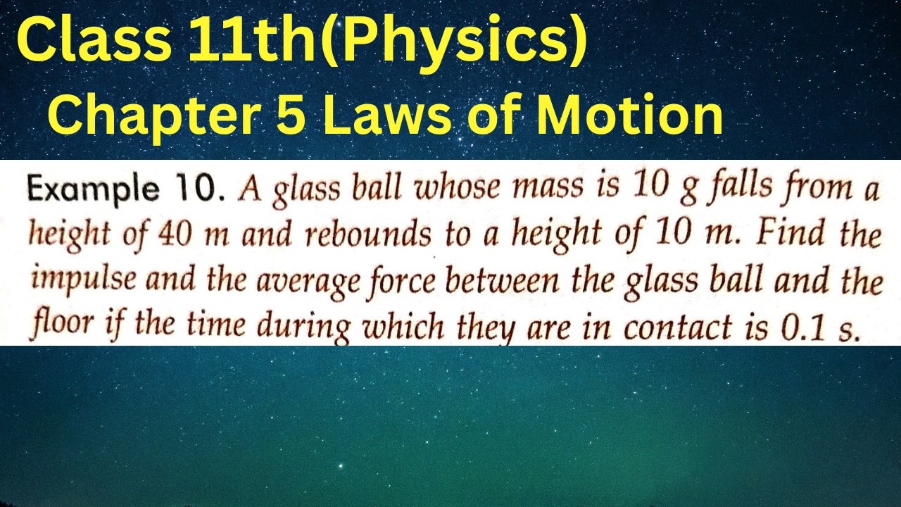 A glass ball whose mass is 10 g falls from a height of 40 m and rebounds to a height of 10 m. Find