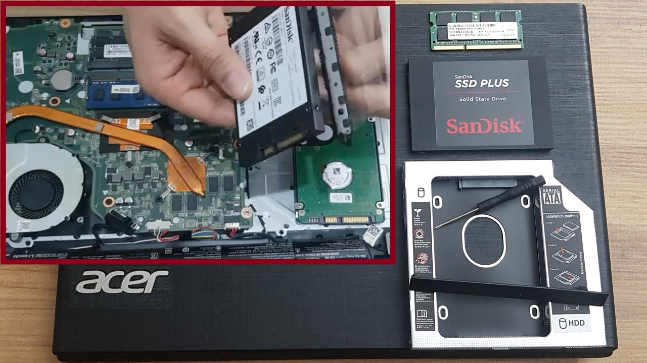 Как установить SSD? Обновление ОЗУ ноутбука. Ускорение старого ноутбука Acer Aspire