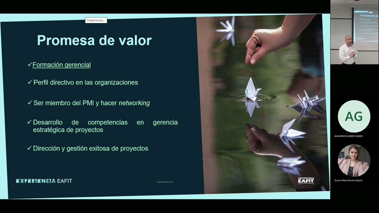 Especialización en Gerencia de Proyectos y Maestría en Gerencia de Proyectos Experiencia EAFIT 2022