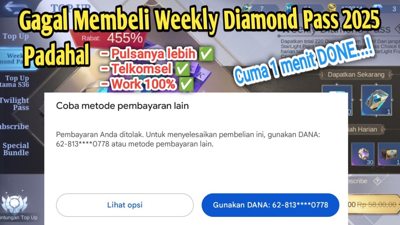 Cara Mengatasi Pulsa Tidak Cukup Ketika Membeli Weekly Diamond Pass Terbaru 2025