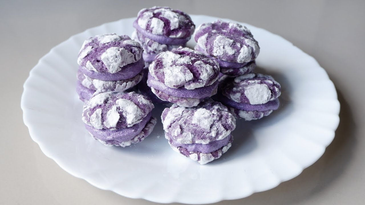 Ube Crinkles with Ube cream cheese filling