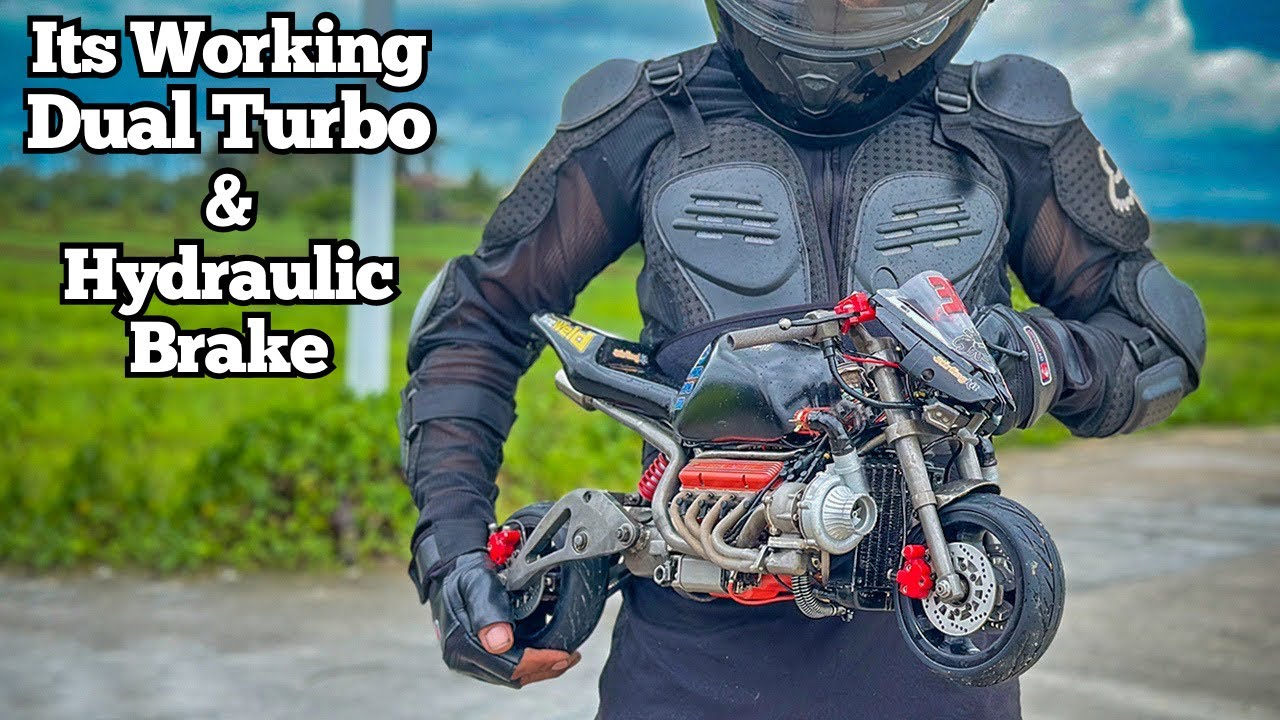 World’s Smallest Dual Turbo V8 Motorcycle (Now With Real Brakes!)