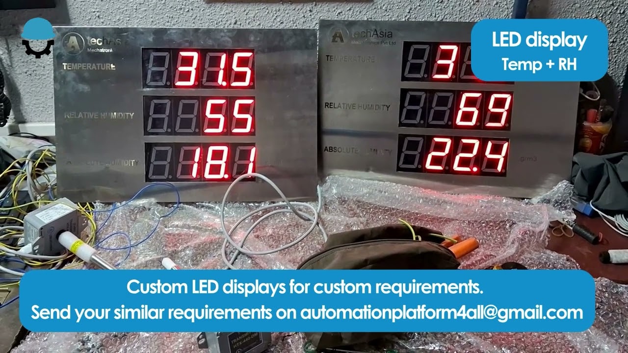 Temperature & RH Monitoring Display | 7 Segment LED with LibraTHBRM RH Sensor | Automation Platform