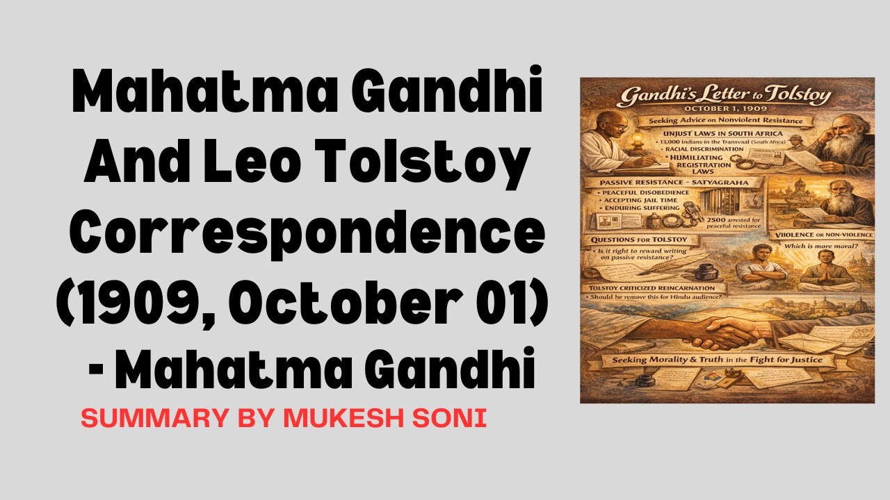 Переписка Махатмы Ганди и Льва Толстого (1 октября 1909 г.) - Махатма Ганди - Краткое содержание