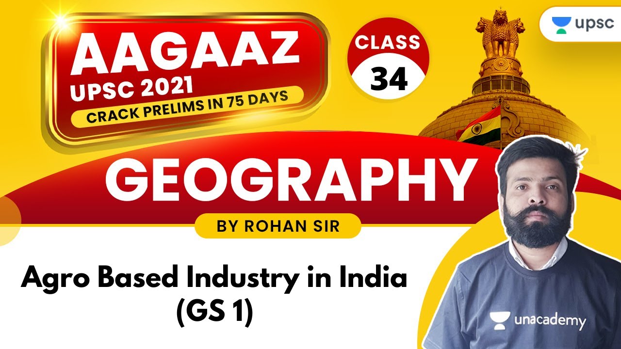AAGAAZ UPSC CSE/IAS Prelims 2021 | Geography by Rohan Sir | Agro Based Industry in India (GS 1)