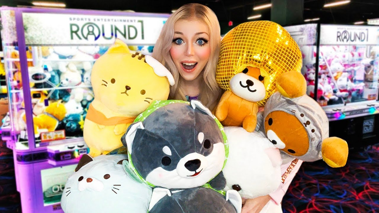 I WON EVERY SINGLE CLAW MACHINE AT THE ARCADE!!! ROUND 1 ARCADE HACKS!