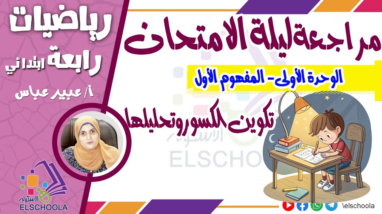 مراجعة نهائية على تكوين وتحليل الكسور | الوحدة الأولى رياضيات الصف الرابع | أسئلة الامتحان
