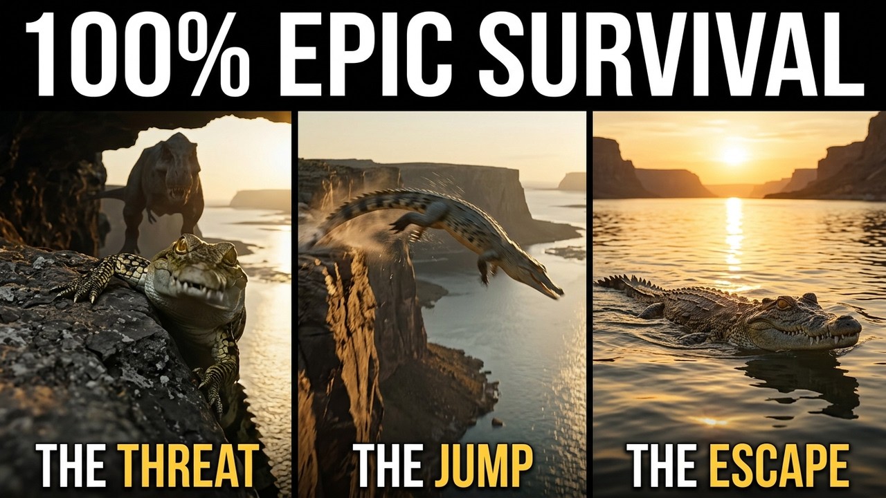 Crocodile's Last Stand at Sunset Cliff | AI Cinematic Survival
