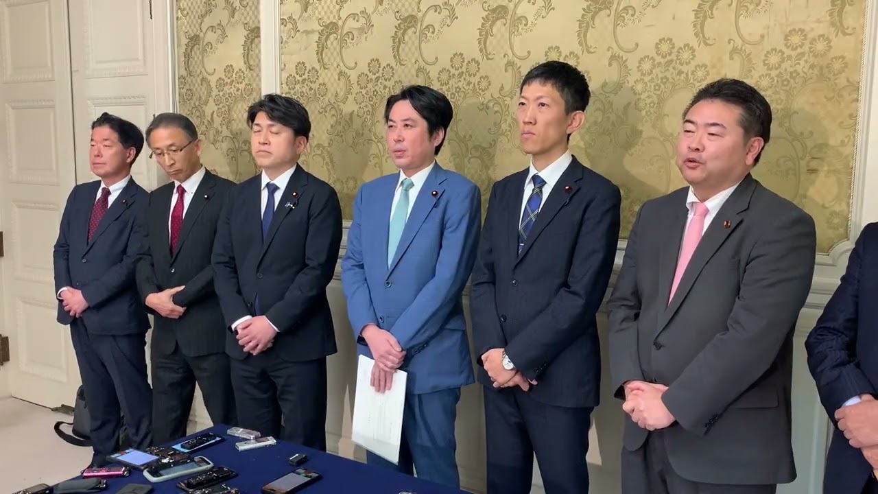 2025年12月15日　落合政治改革特別委員会筆頭理事　政治改革に関する特別委員会終了後野党理事・オブザーバー共同ぶら下がり