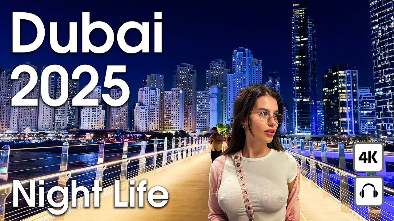 Dubai 🇦🇪 Nightlife: Dubai Marina & Bluewaters Island [4K] Walking Tour Compilation