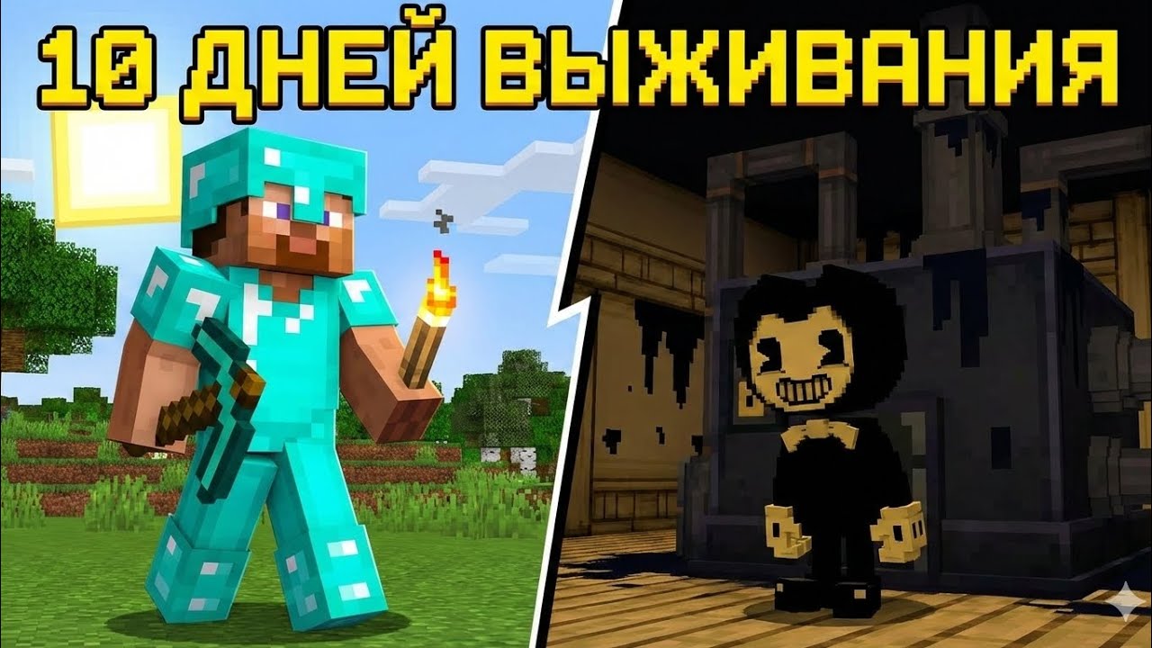 МАЙНКРАФТ НО МОД Bendy чернильная фабрика 10 дней выживания 