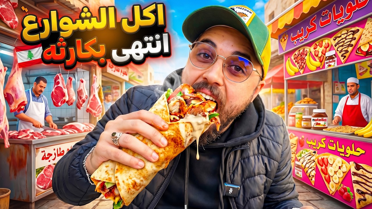 جولة اكل شوارع لبنان بيروت \\ انتهى بكارثه ...