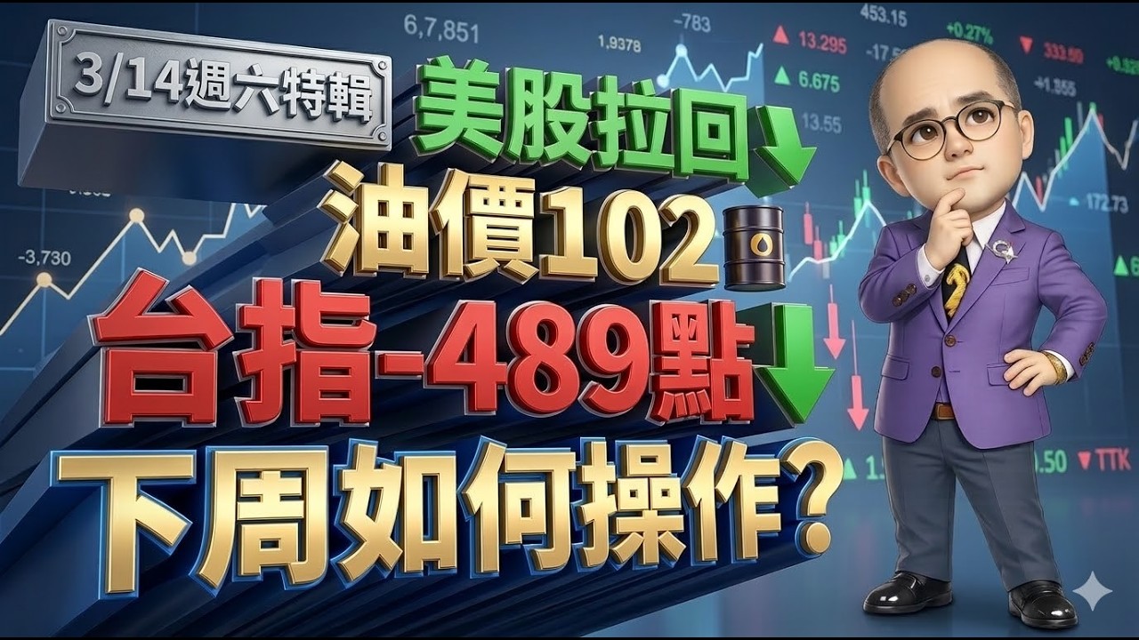 美股拉回、油價102、台指-489點→下周如何操作？ (有字幕超貼心) 2026.03.14