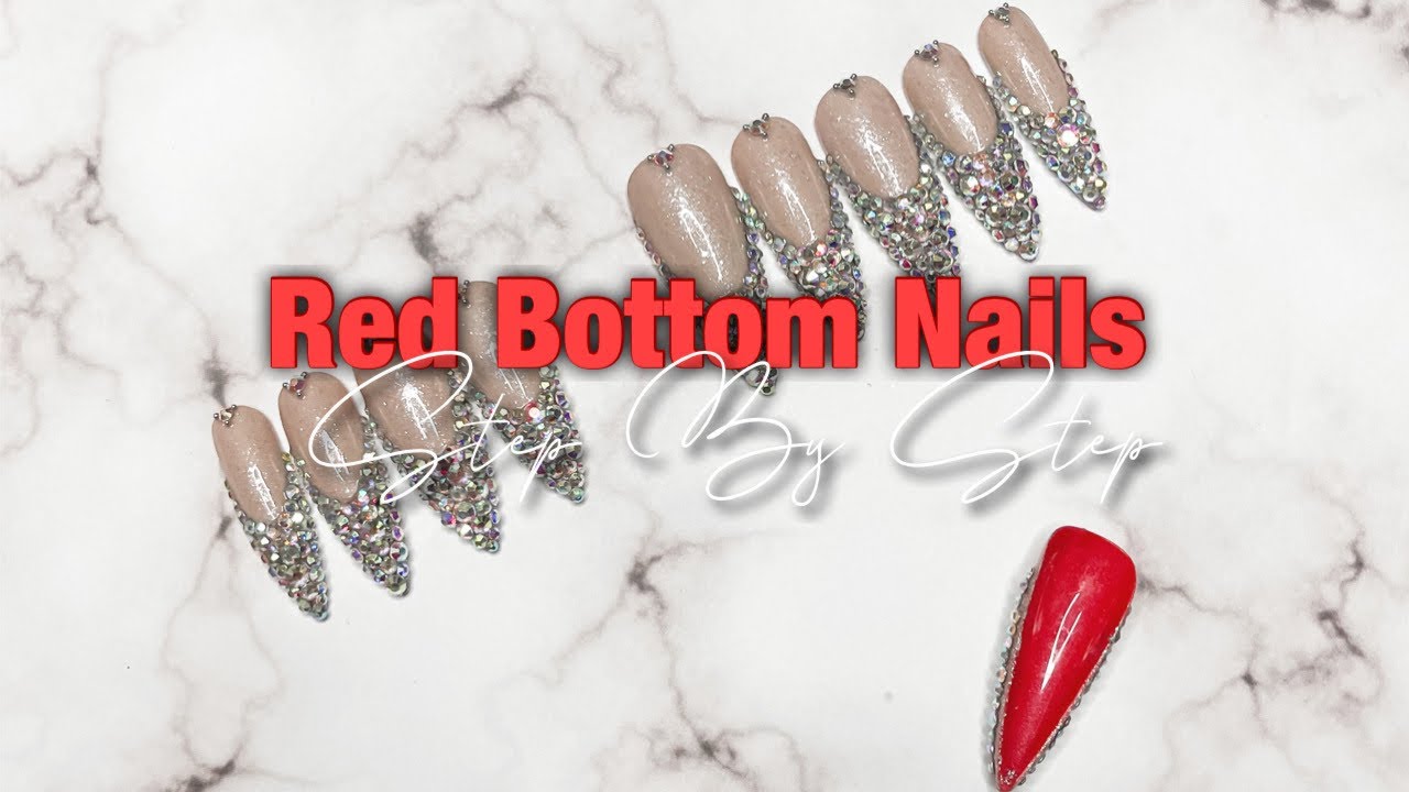Red Bottom Design With Bling Tips | French Tip Hack | Full Press On Nail Tutorial