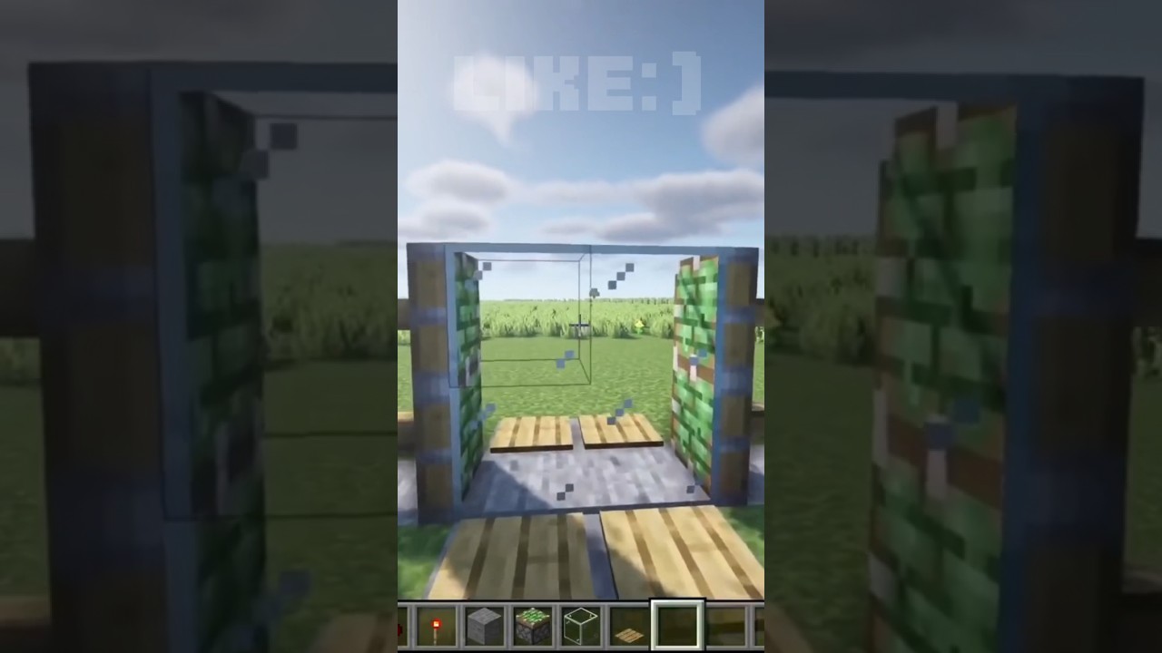 Como fazer uma porta autom&aacute;tica de vidro, #minecraft #bedrockedition #shorts