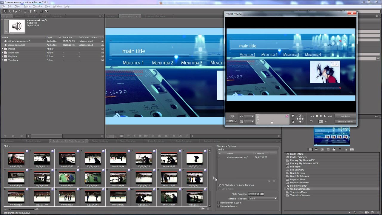 Adobe Encore - Authoring a DVD Part 2 - Adding and editing menus