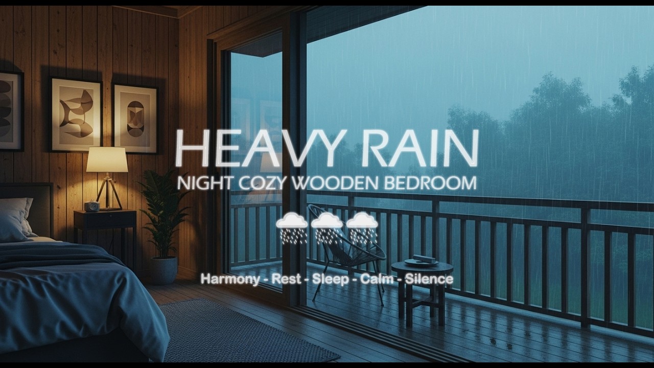 Rainy Night in a Cozy Wooden Bedroom 🌧️ | Relaxing Cabin Ambience for Sleep & Calm