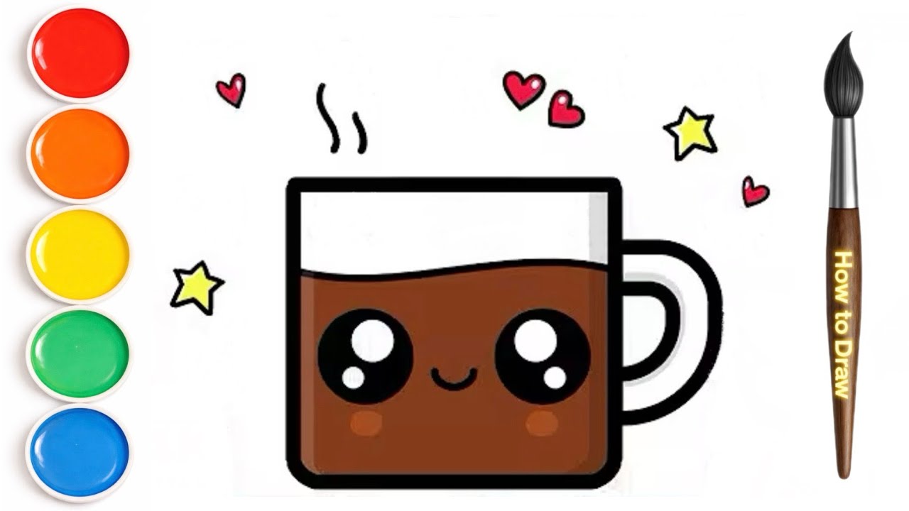 Cup of Coffee Drawing Tutorial / Drawing lesson for Kids and Toddlers 