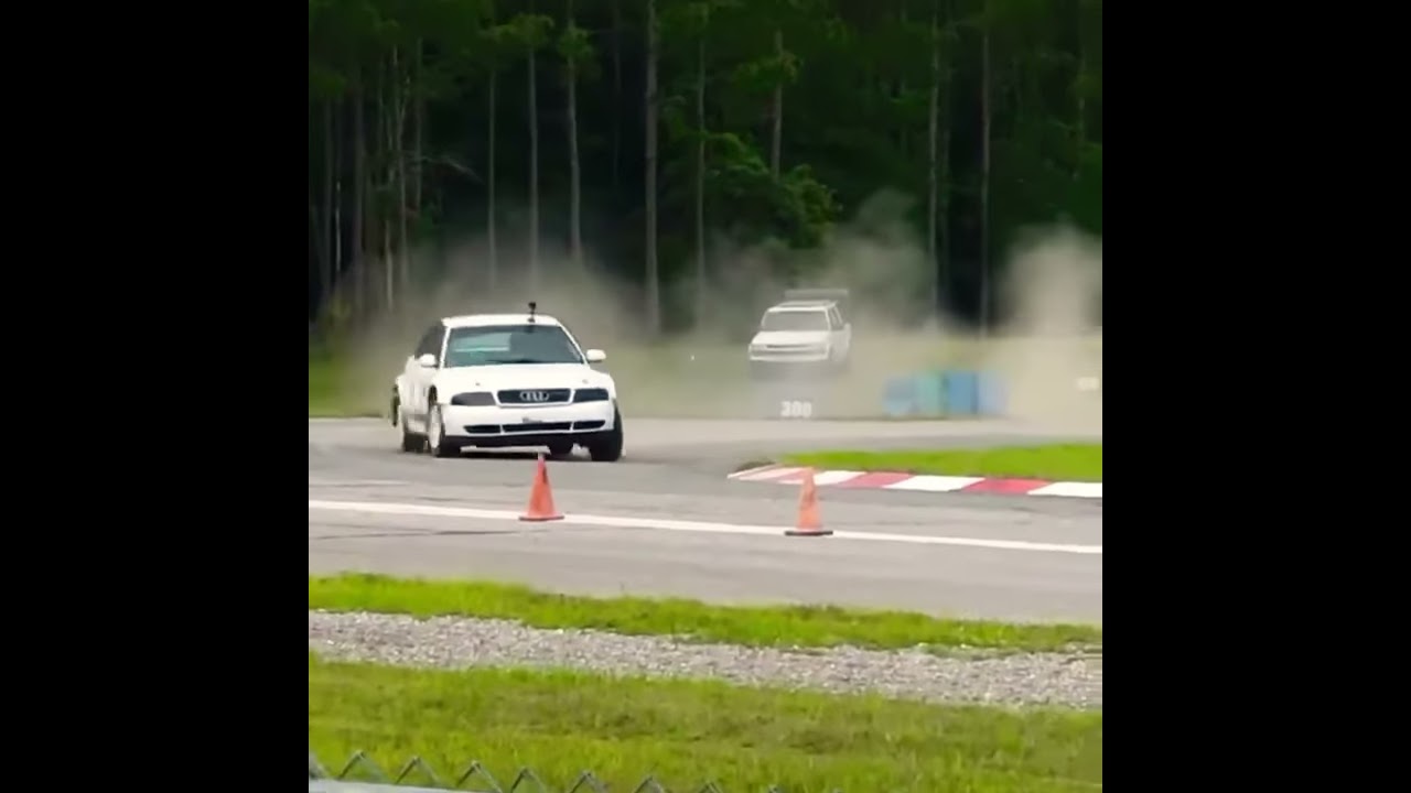 Rowdy Audi Racing S4 drifting into the finish at Florida International Rally and Motorsports Park