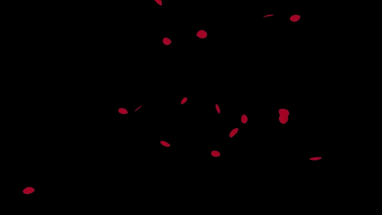 Romantic Red Rose Petals Falling Black Background 4K (No Loops) | 1 Hour Screensaver Overlay ASMR