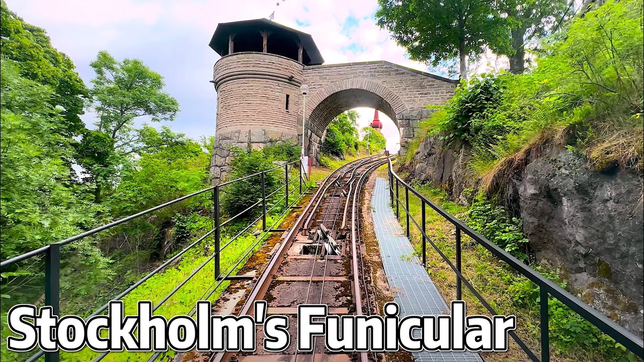 ⁴ᴷ⁶⁰ Front-Facing View of the Skansen Funicular in Stockholm, Sweden