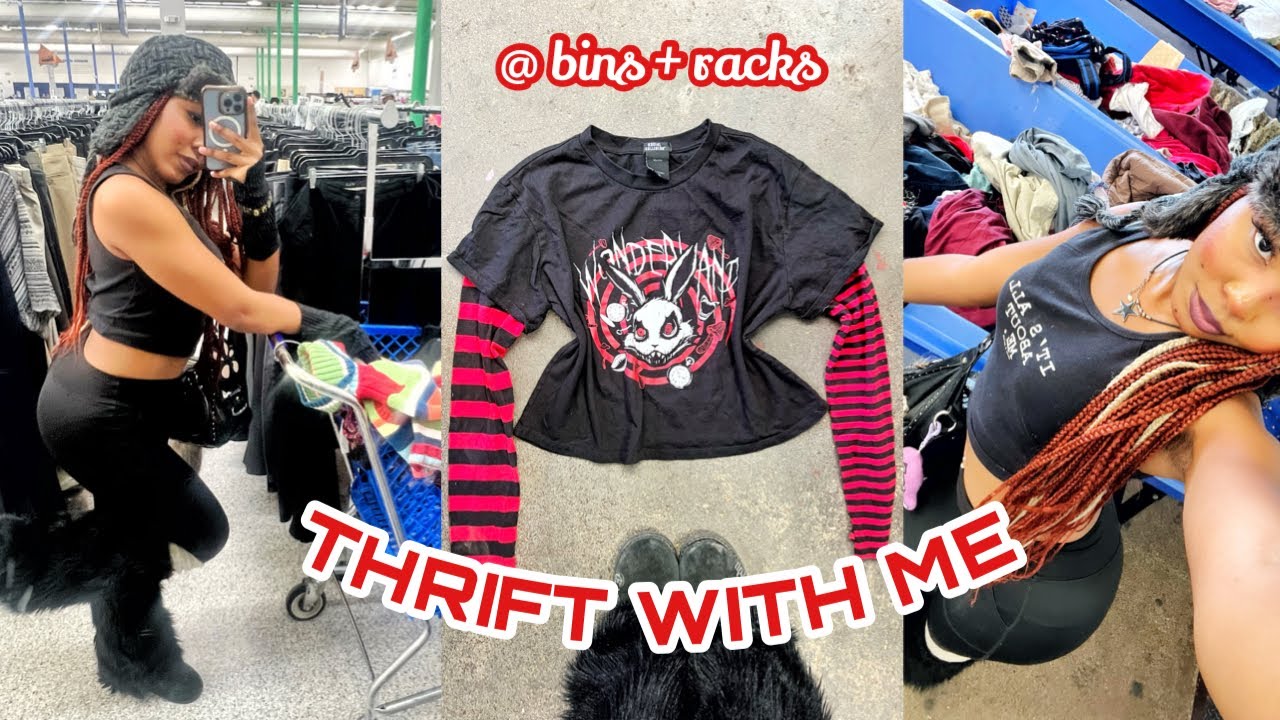 THRIFT WITH ME @ 2 STORES ♡ alternative, Y2K mcbling, mall goth