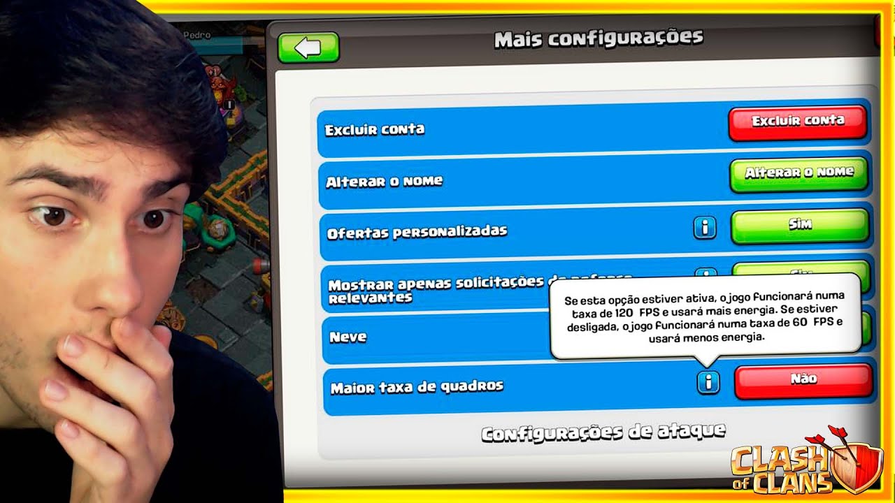 JOGUEI O CLASH OF CLANS A 120 FPS, E FICOU SENSACIONAL!!!