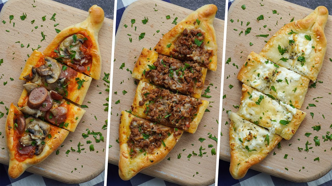 البيتزا التركية البيدا بثلاثة حشوات مختلفة - أروع من البيتزا العادية