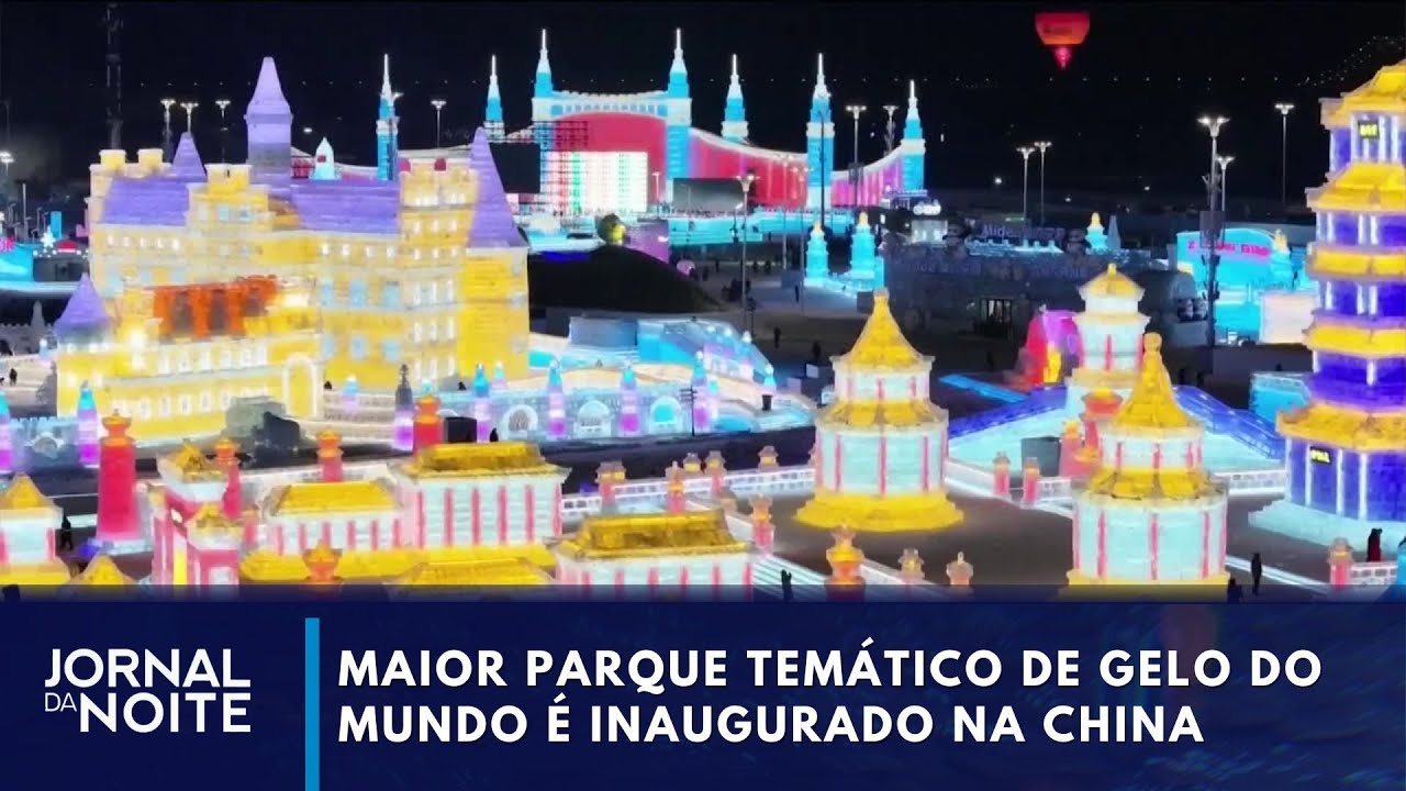 Maior parque tem&aacute;tico de gelo do mundo &eacute; inaugurado na China | Jornal da Noite