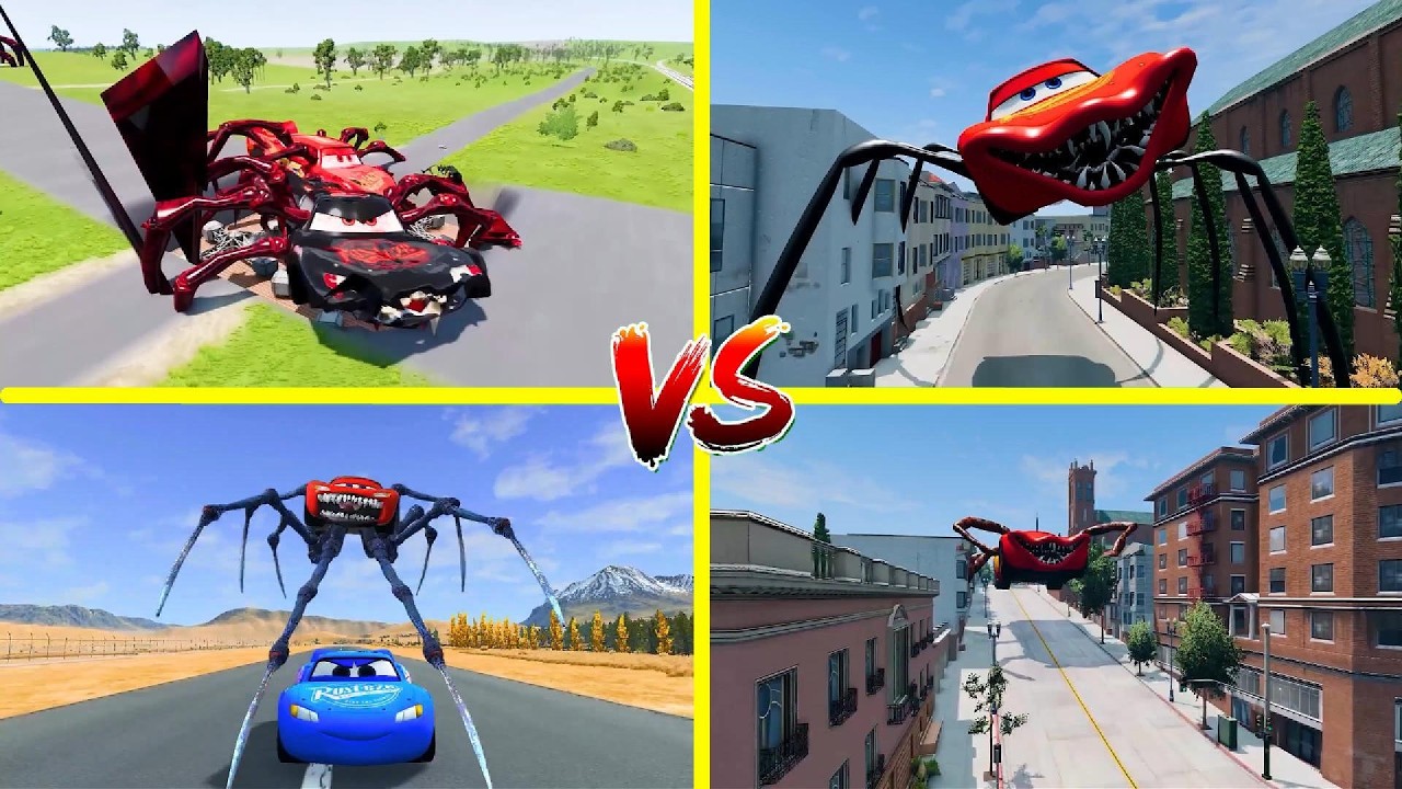 Lightning McQueen Eater SPIDER vs Mater! Coffin Dance 🔥 #tileshopedmrush