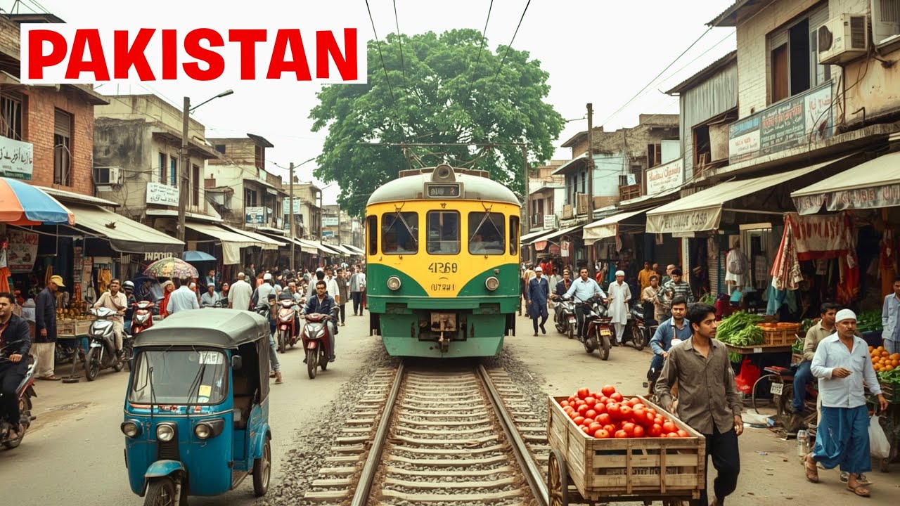 Pakistan Dangerous Railway Crossing | Most Risky Train Track Crossing | Real Street Walk 4K