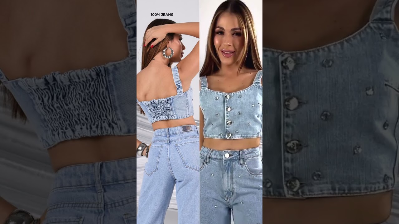Cropped jeans com muito brilho. S27 #jeansatacado #modafeminina #revendajeans #moda #jeans #fashion