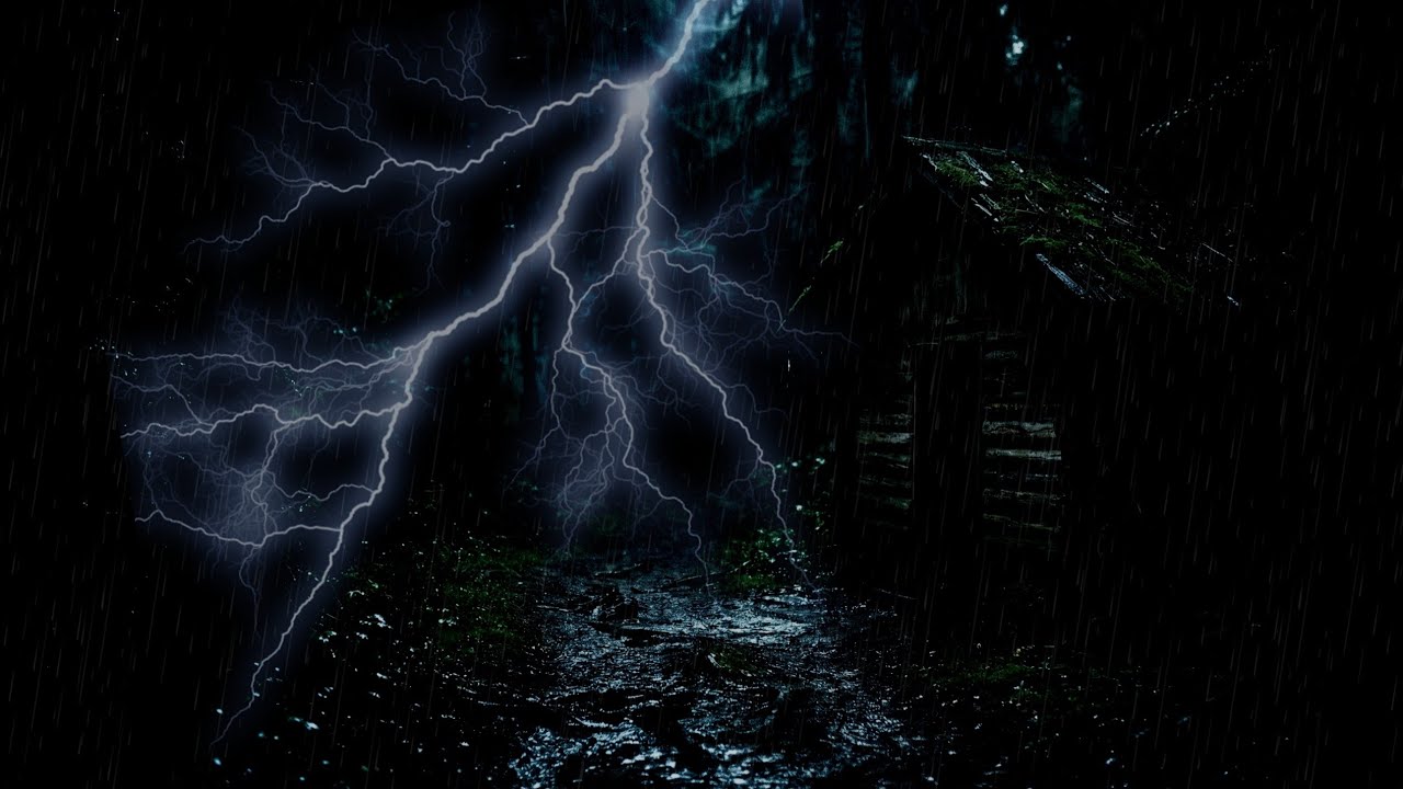 Sleeping soundly amidst heavy rain and thunder rumbling on the roof of an old house