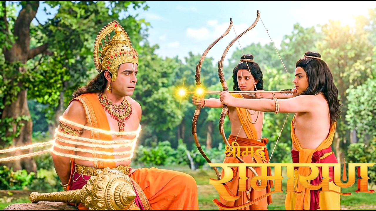 लव कुश ने बनाया अपने शक्ति साली अस्त्र से हनुमान जी को बंधी Shrimad Ramayan