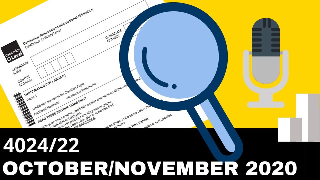 O-Level Maths D October November 2020 Paper 22 4024/22