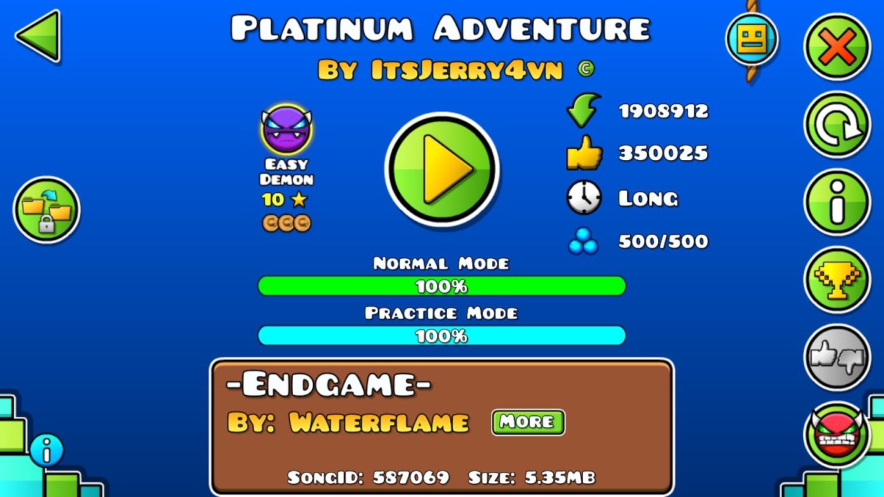 Geometry dash - Platinum Adventure (EASY DEMON 100% ALL COINS) by ItsJerry4vn