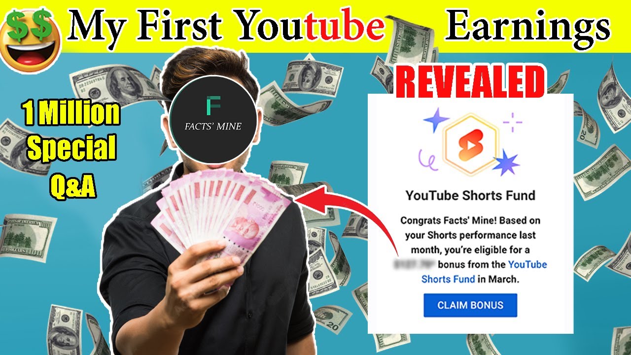 My first Youtube income | Shorts Fund Revealed | पहली कमाई | 1 Million Special Q&A | Facts Mine