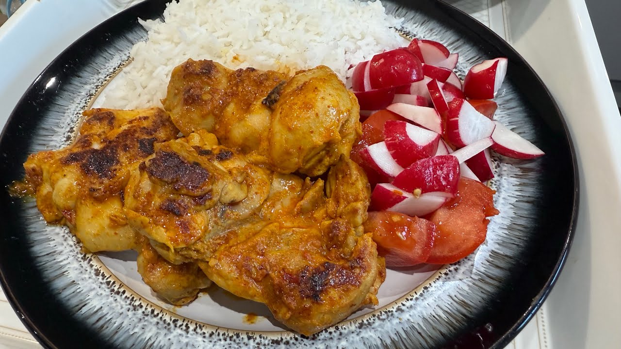 Daal// chawal/ with chicken stake today’s dinner