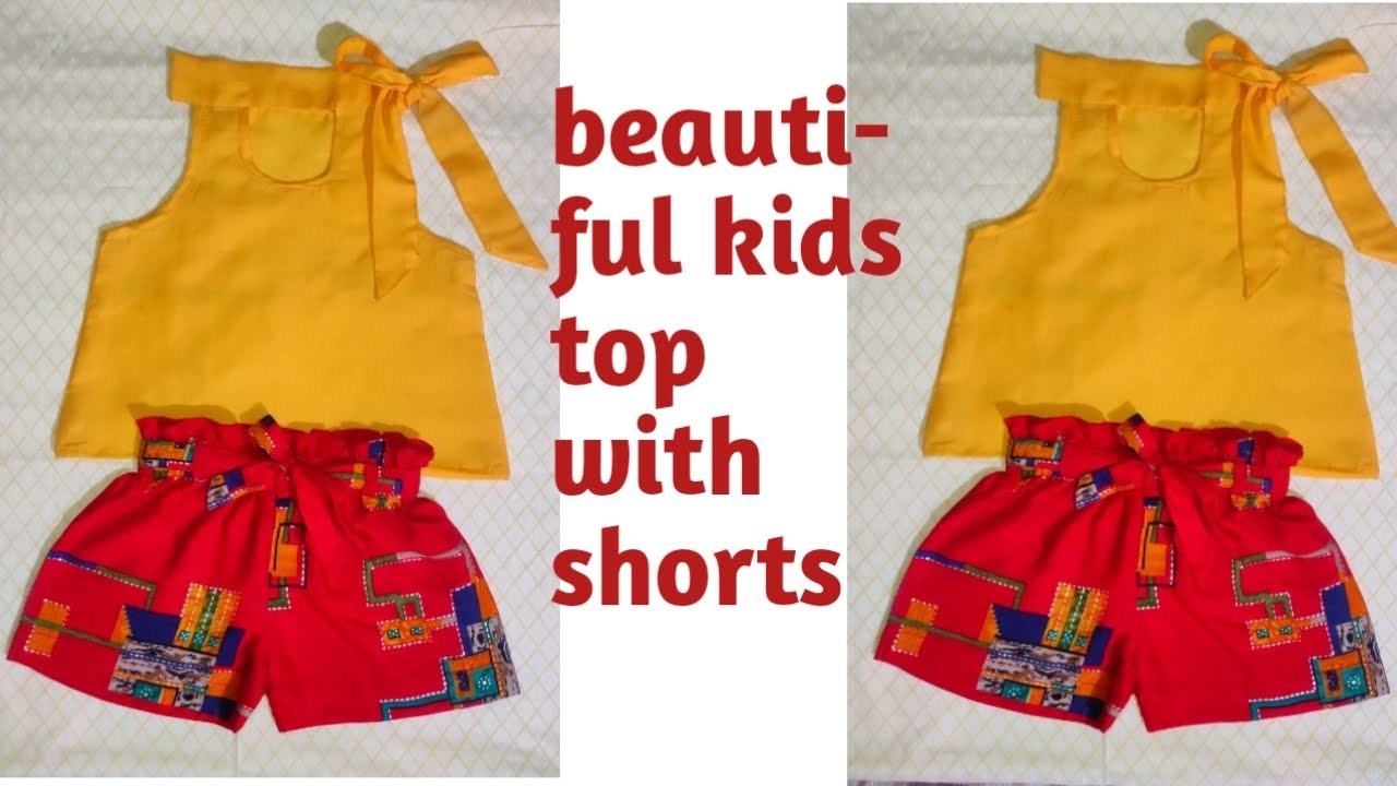 Kids top and shorts cutting and stitching/2-3 year baby girl top with shorts