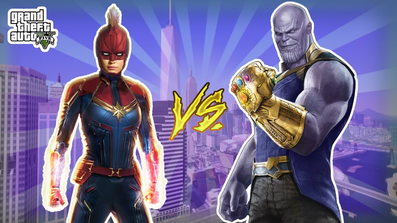 GTA 5 - NEW Captain Marvel Mod VS THANOS In New York City!!
