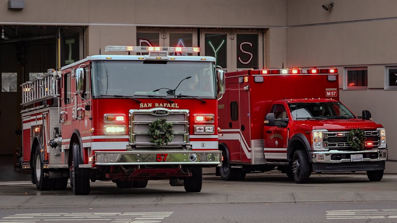 San Rafael Fire Dept Engine and Medic 57 Responding