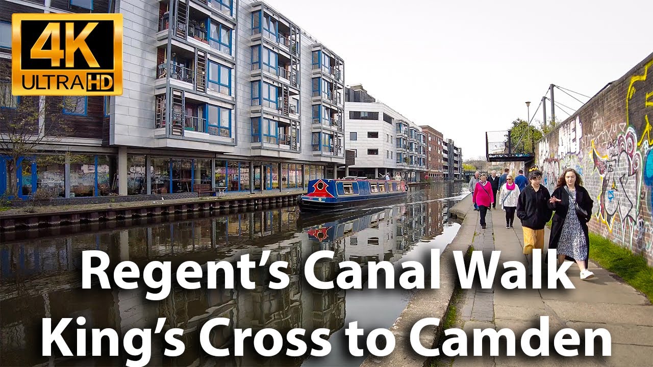 LONDON | Regent's Canal Walk | King's Cross St Pancras to Camden Market | 3D 360° binaural audio 🎧