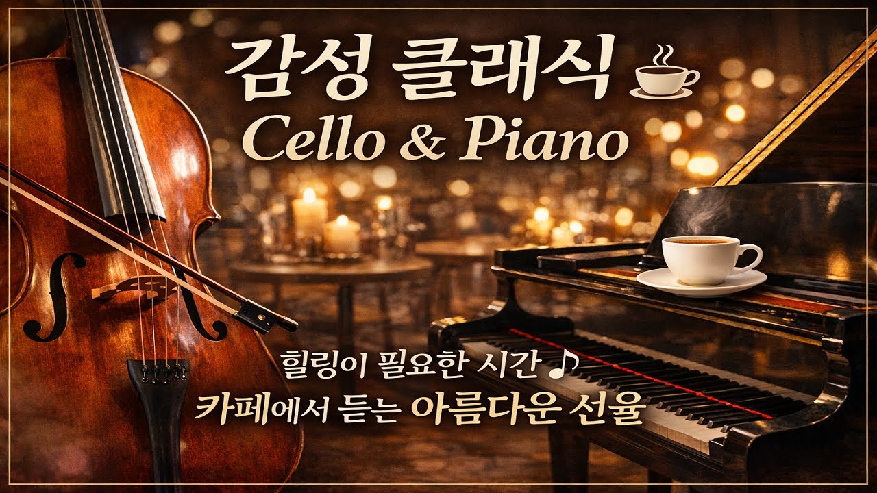 카페 클래식 OST 감성 음악 ☕ 영화처럼 흐르는 잔잔한 클래식 /휴식·공부·카페음악 플레이리스트 / 첼로피아노클래식2시간